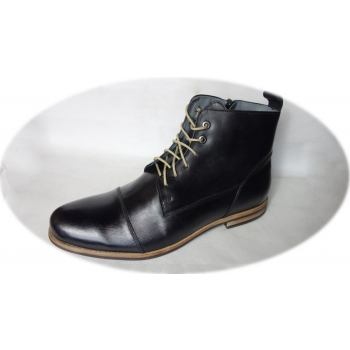 Eleganckie męskie sztyblety skórzane, czarne (rozmiar 45)