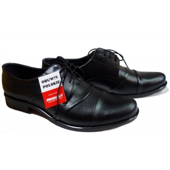 Eleganckie Skórzane Buty Męskie, Roz. 46, Czarny
