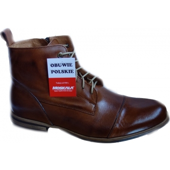 Eleganckie skórzane trzewiki brąz 39 cm