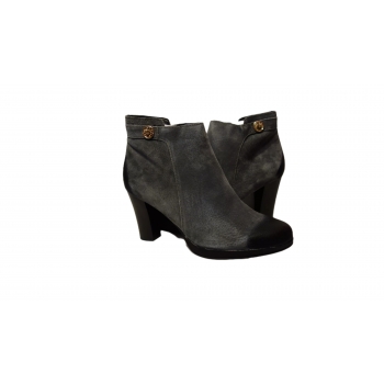 Szare botki damskie, 8,5 cm obcas, rozmiar 38