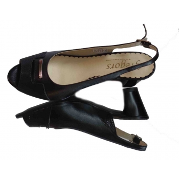 Czarne Sandałki Skórzane na Szeroką Stopę 40