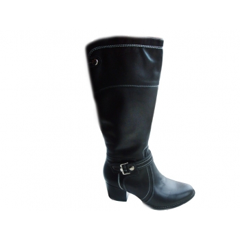 Eleganckie Skórzane Kozaki 40 cm - CZARNE