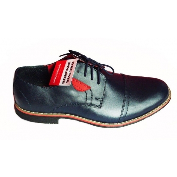 BUTY MĘSKIE SKÓRZANE - Kolor: Granat, Rozmiar: 39