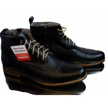 Trzewiki męskie skórzane - czarne 42