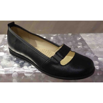 Czarne damskie baleriny skórzane, koturn, nr. 35