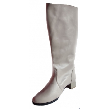 Eleganckie Kozaczki Beżowe 39 cm Cholewka - Skóra Naturalna