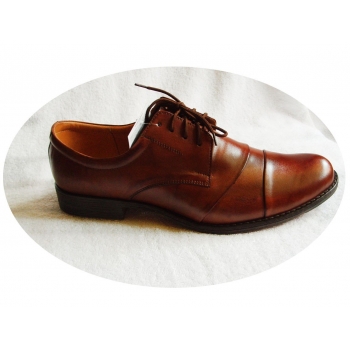 Eleganckie Skórzane Buty Męskie w Kolorze Brązowym