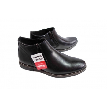 Kozaki Męskie Skórzane z Zamkami - Czarne 42