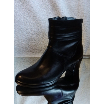 Eleganckie Botki Skórzane Czarne 5.5cm obcas