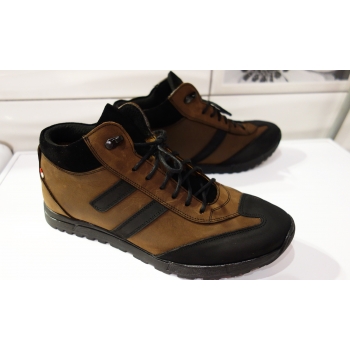 Eleganckie sportowe buty skórzane brązowe 41