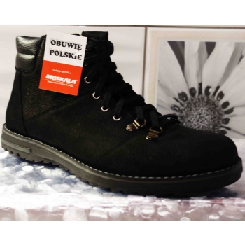 Nowa Kolekcja: Trzewiki Męskie Skórzane Nubuk Czarny 45