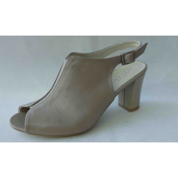 Sandały skórzane obcas 6 cm 37 - Nowe, wygodne, popiel - Natali