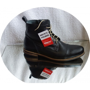 Eleganckie Trzewiki Męskie - Skóra Licowa - Czarne