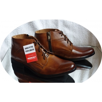 Trzewiki męskie skórzane 41, brązowe