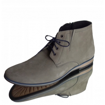 Męskie Sztyblety Skórzane -40%, Szary, Nr 44