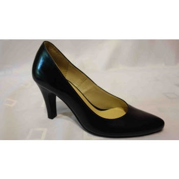 Eleganckie Skórzane Czółenko Granat 8,3 cm 35