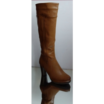 Kozaki Skórzane Camel Szersza Cholewka 36