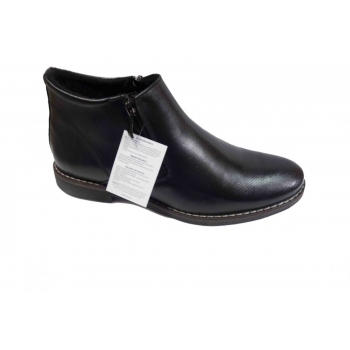 Szersze męskie kozaki skórzane, czarne 39