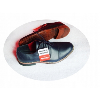 Eleganckie Męskie Buty Skórzane, Granat 39