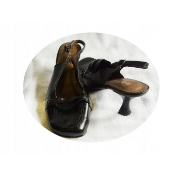 Eleganckie Skórzane Sandały Damskie czarne 36