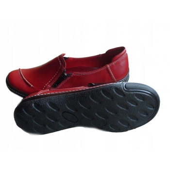 Eleganckie skórzane połbuty czerwone, rozmiar 36