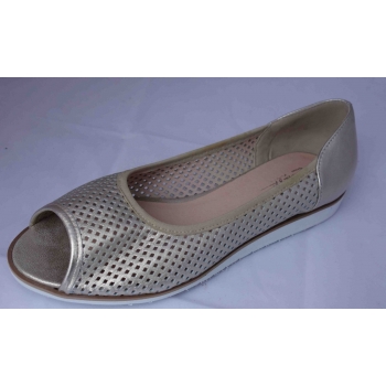 Baleriny Skórzane Szerokie H - Złoty - Rozmiar 42