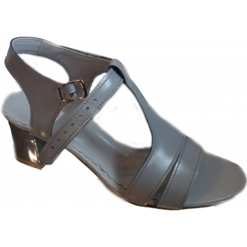 Sandały obcas skóra jasny popiel H 40