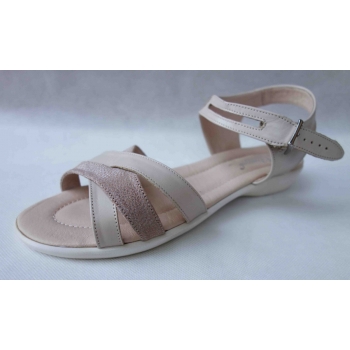 Sandały skórzane beż, szerokość H, nr 43