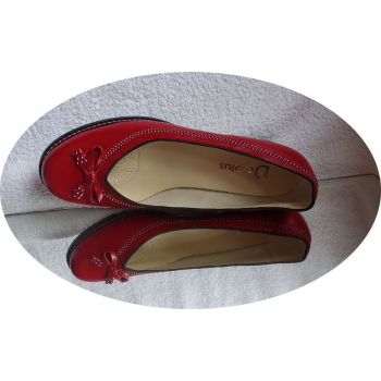 Eleganckie Skórzane Balerinki - Czerwone, Rozmiar 42