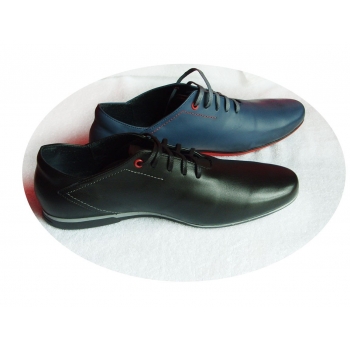 Męskie Buty Skórzane Moskała - Granat 44