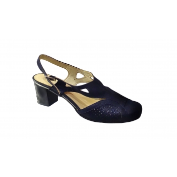 Sandały Damskie Granat Skóra Naturalna 38