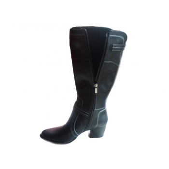 Eleganckie Skórzane Kozaki 40 cm - CZARNE