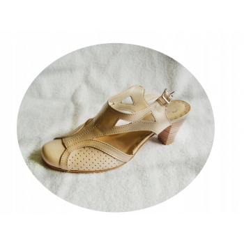 Eleganckie skórzane sandały damskie czarne - rozmiar 41