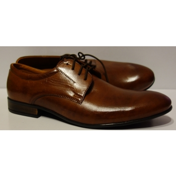 Buty Męskie Półbuty Sznurowane Koniak 41