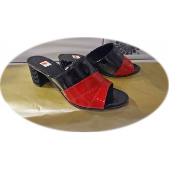 Czarne Klapki Skórzane 6cm Obcas - Nr.39
