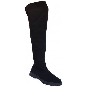 Muszkieterki zamszowe czarne - szeroka cholewka OBW. 46 cm