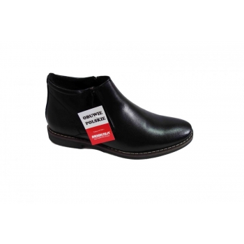 Szersze męskie kozaki skórzane, czarne 39