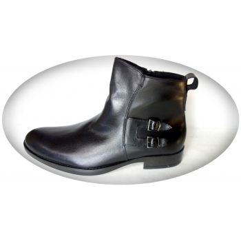 Czarne eleganckie męskie sztyblety skórzane 40 cm