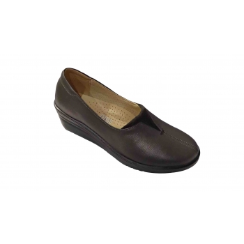 Mokasyny damskie skórzane koturny 4cm - szary