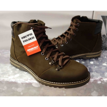 Eleganckie trzewiki męskie - skóra nubuk - brąz