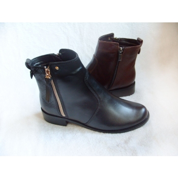 Skórzane Botki szerokie tęgości G, Obcas 3 cm 40