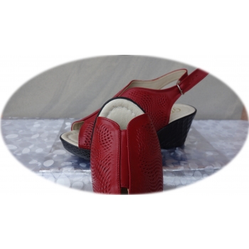 Sandały damskie skórzane, czerwone, 6,5cm, nr.41