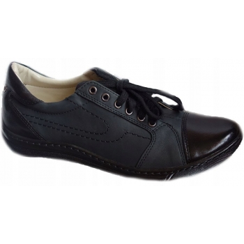 Buty Skórzane Damskie - Czarne 36