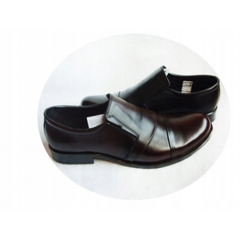 Eleganckie Skórzane Męskie Buty 45 H Czarny