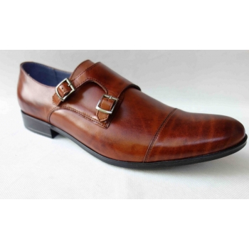 Eleganckie Skórzane Półbuty Męskie - Brąz 42