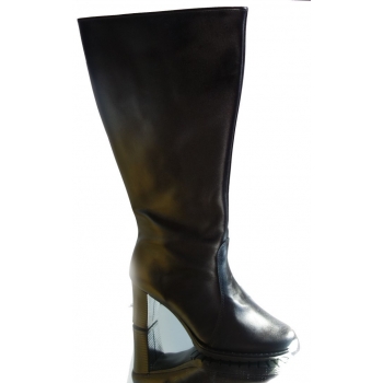 Eleganckie Kozaki Skórzane z Szeroką Cholewką -37cm