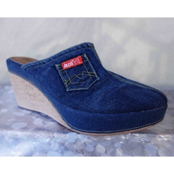 Granatowe Klapki z Koturnem 7,5 cm (Rozmiar 40)