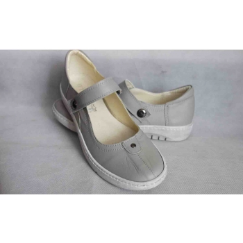 Skórzane sportowe płaskie buty - SZARY - 38