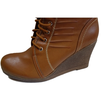 Botki koturn 8cm brązowe, sznurowane, 40
