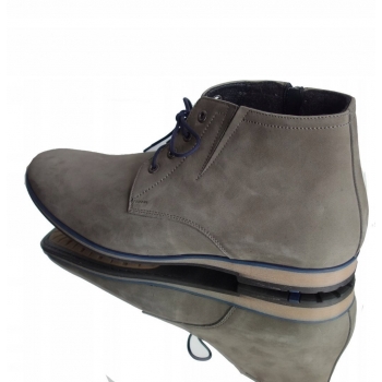 Męskie Sztyblety Skórzane -40%, Szary, Nr 44